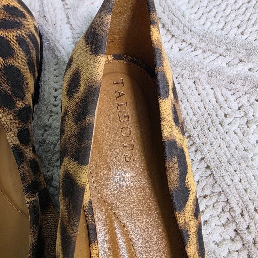 Talbots Buckle Flats Leather Leopard Print Brown Women 10.5 Excellent